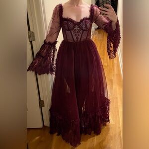 Gothic Burgundy Maxi Dress